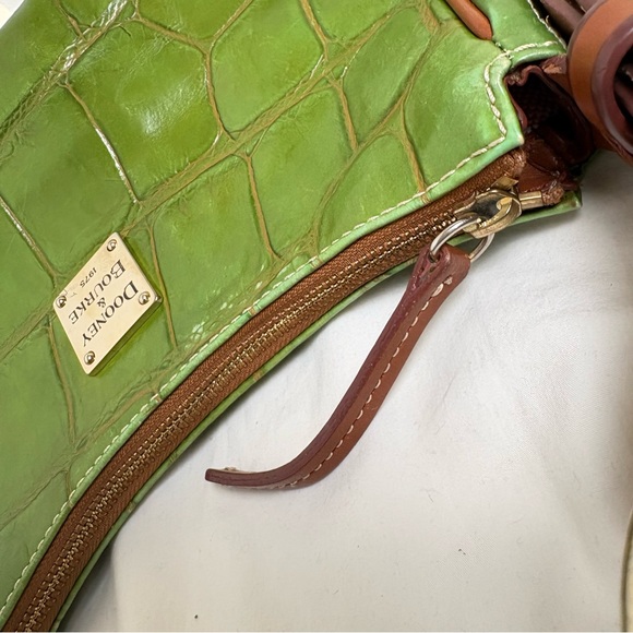 DOONEY & BOURKE  Green Croco Croc Embossed Leather Shoulder Bag Y2K - Picture 12 of 12